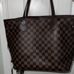 Brown Checkered Tote Bag
